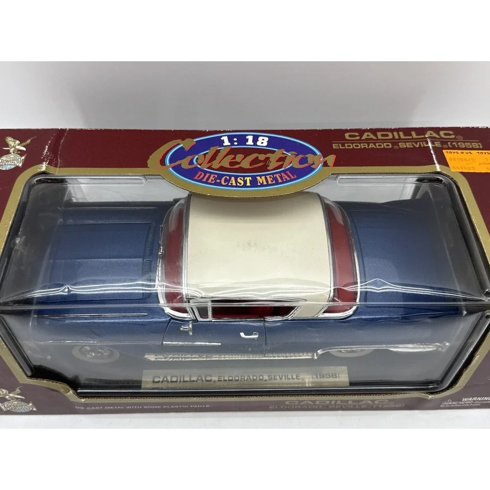 Yat Ming 1:18 Classic Car Die Cast Metal Blue/White Cadillac Eldorado Opening